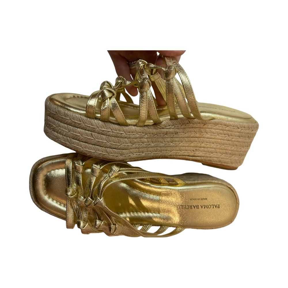 Paloma Barcelo "Jama" Gold Leather Sandals Women's Espadrilles Made in Spain, 38 - Picture 11 of 11